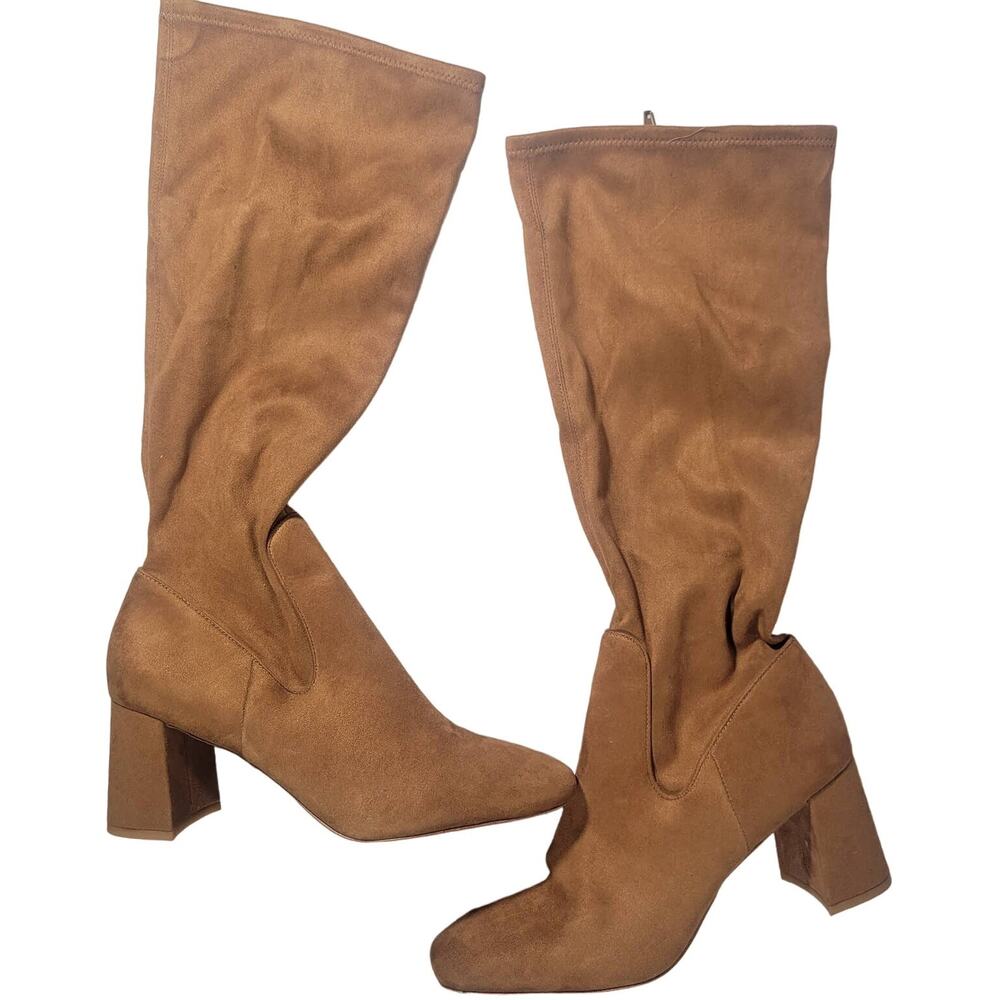 Nordstrom Rack Women's Tan Suede Block‎ Heel Knee High Boots Size 10M